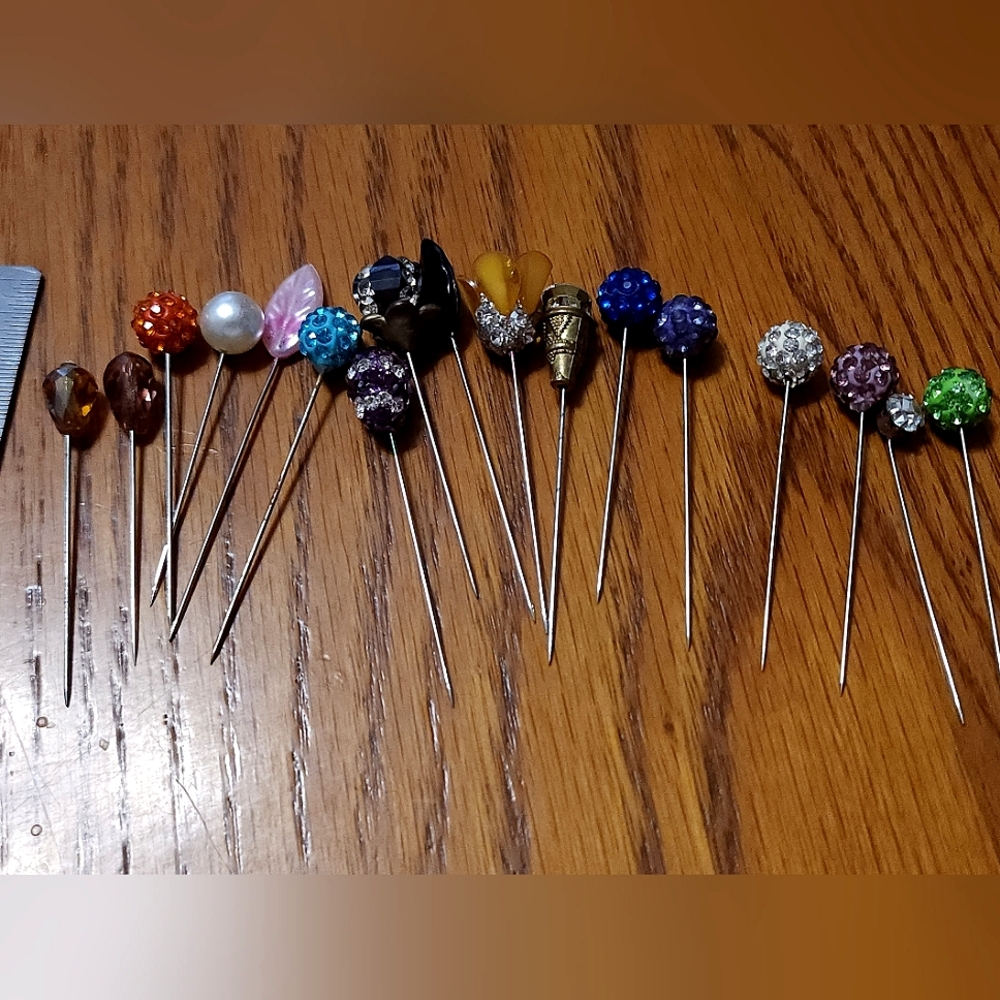 Group of Stick Pins. Various styles and colours. Preloved.